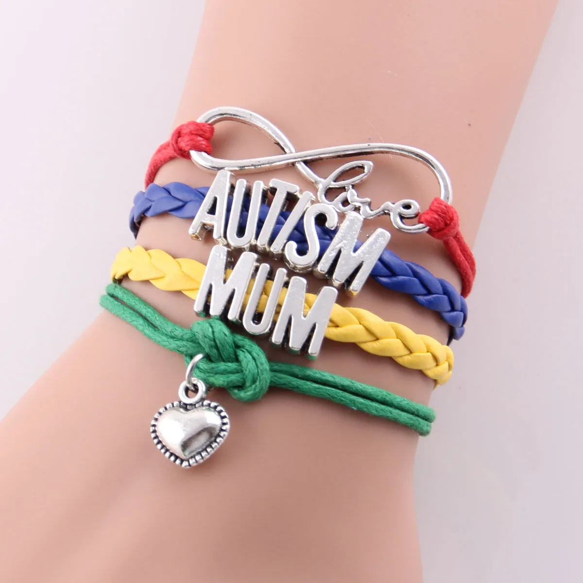Infinity Love AUTISM MOM MUM SISTER DAD NANA GRANDMA AUNT Awareness Bracelet Heart Charm Leather Bracelets & Bangles bracelet jewelry