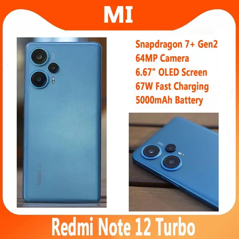  Original New Official Xiaomi Redmi Note 12 Turbo 5G Snapdragon 7+ Gen 2 6.67inch OLED 64MP 5000Mah 67W Flash Charge 