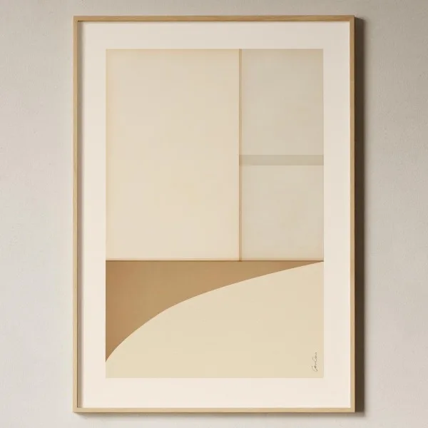 Textured Abstract Canvas Art: Minimalist Modern Geometry in Beige