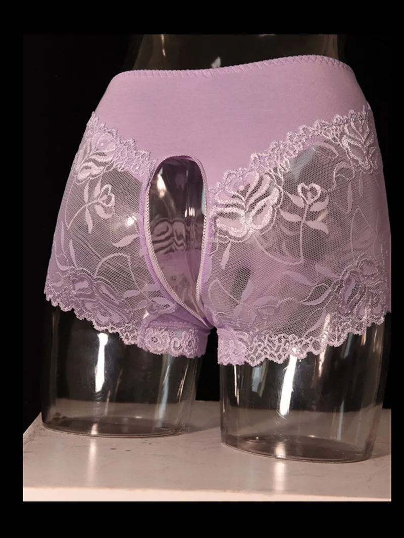 Mens panties sexy Open crotch lace gay cuecas tanga Stretch underwear Gay briefs thong Sissy exotic crotchless panties