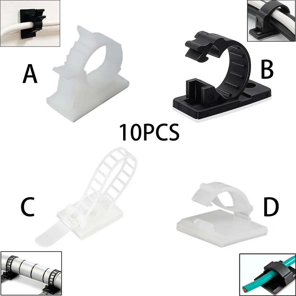 10 Pcs 흰색 책상 케이블 주최자 USB 와인 더 데스크탑 깔끔한 클립 헤드폰 TV 코드 액세서리에 대 한 관리 와이어 홀..