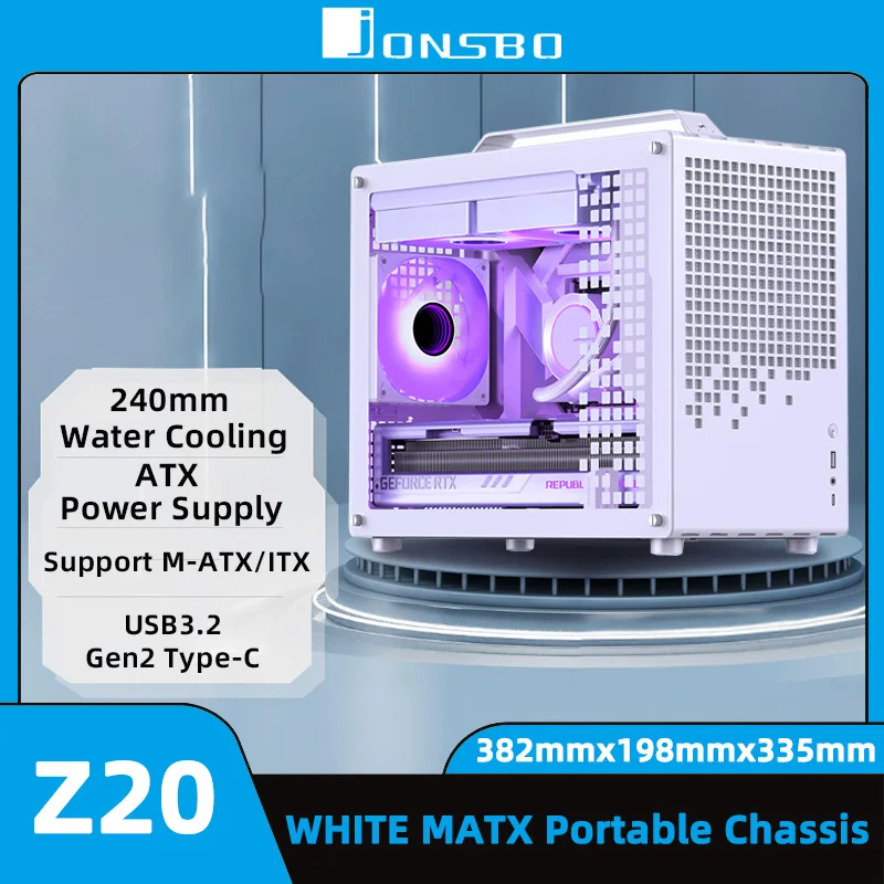 Jonsbo Z20 Matx Chassis Staccabile Portatile Mini Desktop Gaming Computer Chassis Transpare Pc Supporto 363Mm Grafica Atx Power