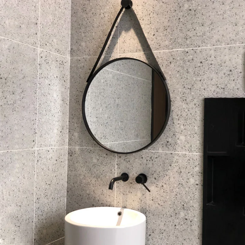 

Round Metal Frame Wall Mirror Nordic Modern Design Vintage Bathroom Vanity Mirror Shower Ozdoby Do Pokoju Home Decor Luxury