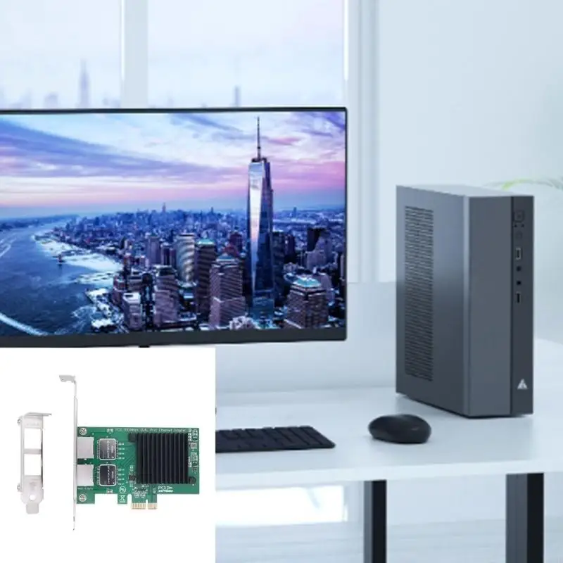 2 포트 PCIE 서버 LAN 카드 기가비트 이더넷 어댑터 1000Mbps 창 지원