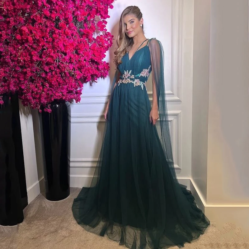 

Элегантное платье для выпускного вечеринки 2023, с V-образным вырезом и аппликацией, вечернее коктейльное платье для выпускного вечера, без рукавов, с открытой спиной, приблизительная длина