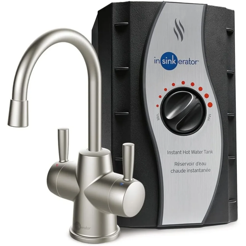 50 Instant Hot and Cold Water Dispenser System, 2-Handle Drinking Water Faucet in Satin Nickel with 2/3-Gallon,