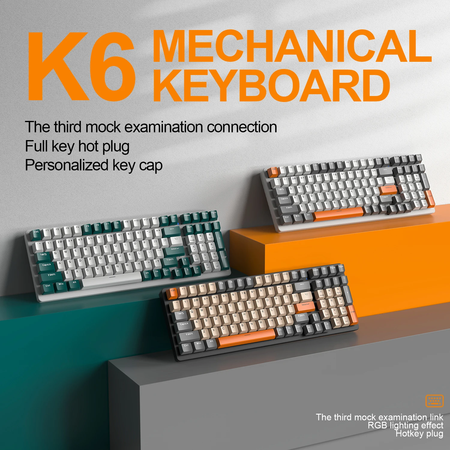 

K6 Mechanical Keyboard Wireless 5.0 BT 2.4 Wired Three Mode Connection Mobile Phone Bluetooth Game Keyboard 100 Key Rus English