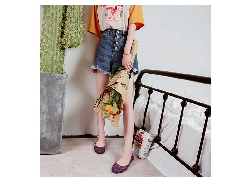 S81718a2d1ae540cb8ff53b0db241db87P Durable Women’s Black Jelly Flats Non-slip Breathable Casual Sandals