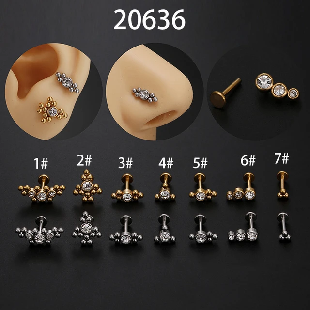 Helix Piercing Stainless Steel Flat Back  Piercing Stainless Steel Labret  Back - Stud Earrings - Aliexpress