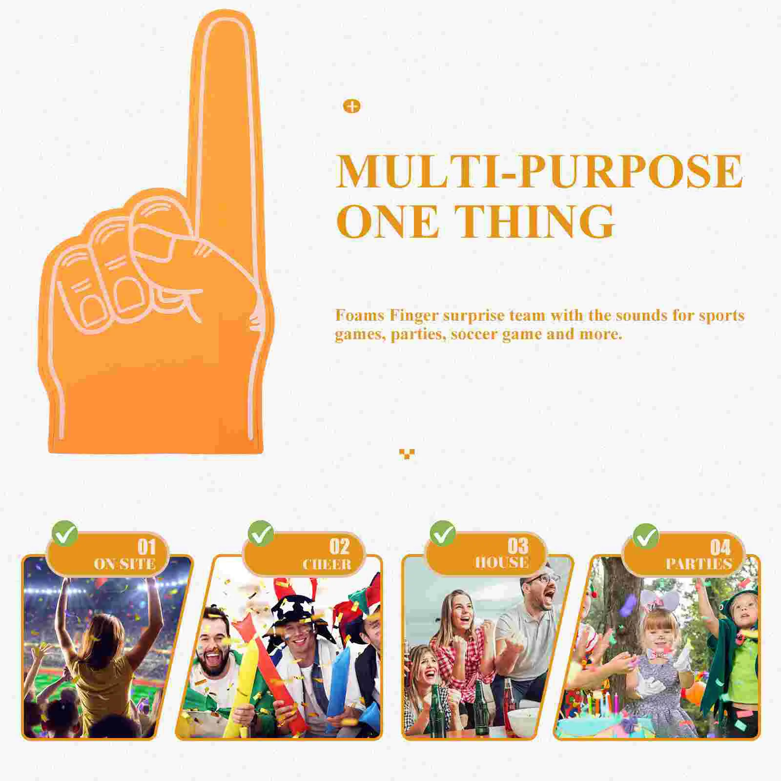 3 Pcs Foam Finger Cots Cheerleading Props Cheering Fingers Orange Pompom Competition Hand Sports Accessories