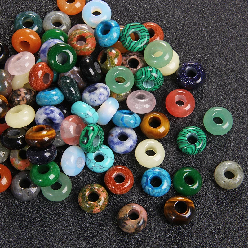 

30pcs/lot Natural Big Hole Bead Agates Jade Labradorite Abacus Shape Loose Stone Beads For Jewelry Making DIY Earrings Necklace