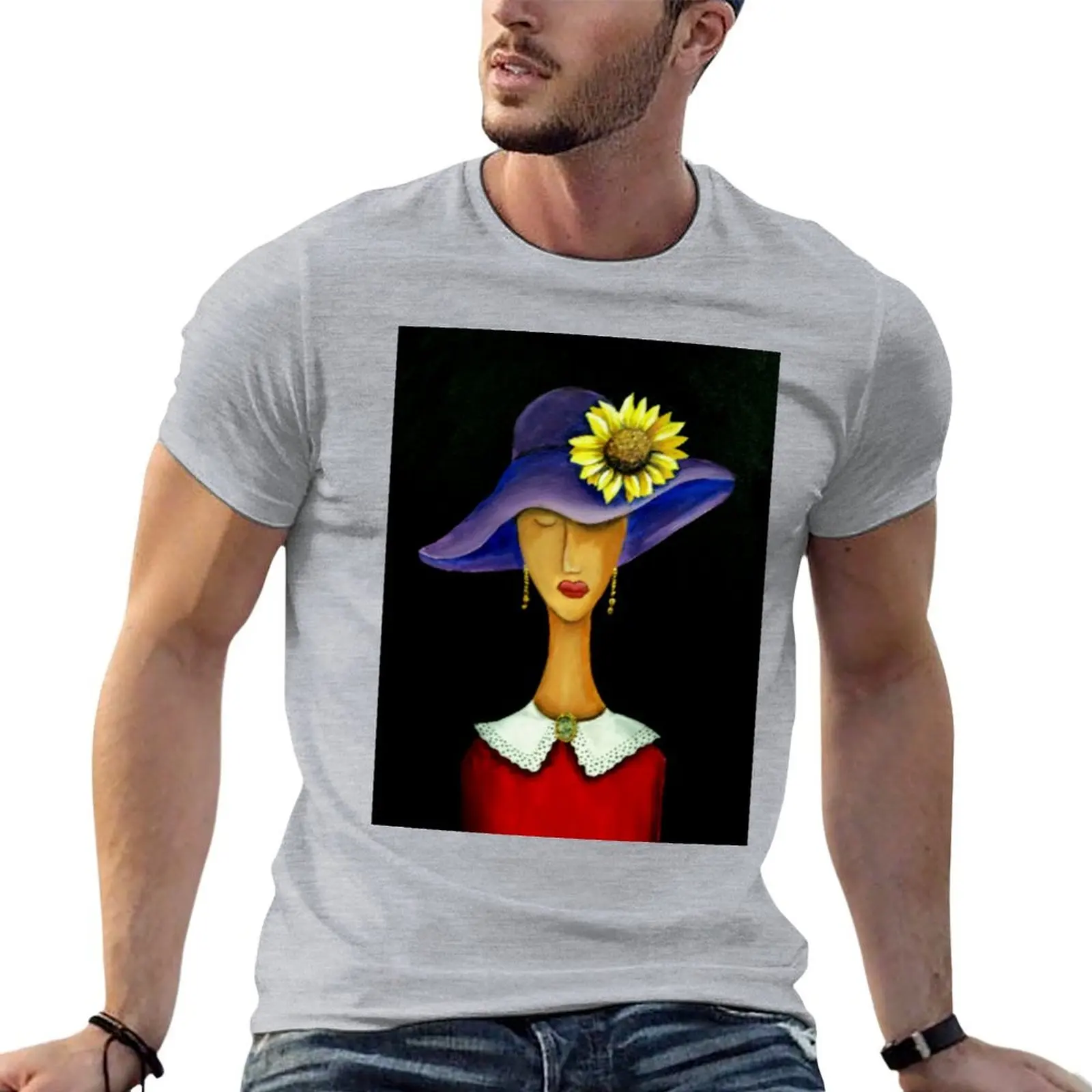 

Lady with Sunflower T-shirt blanks hippie clothes quick-drying slim fit t shirts for men