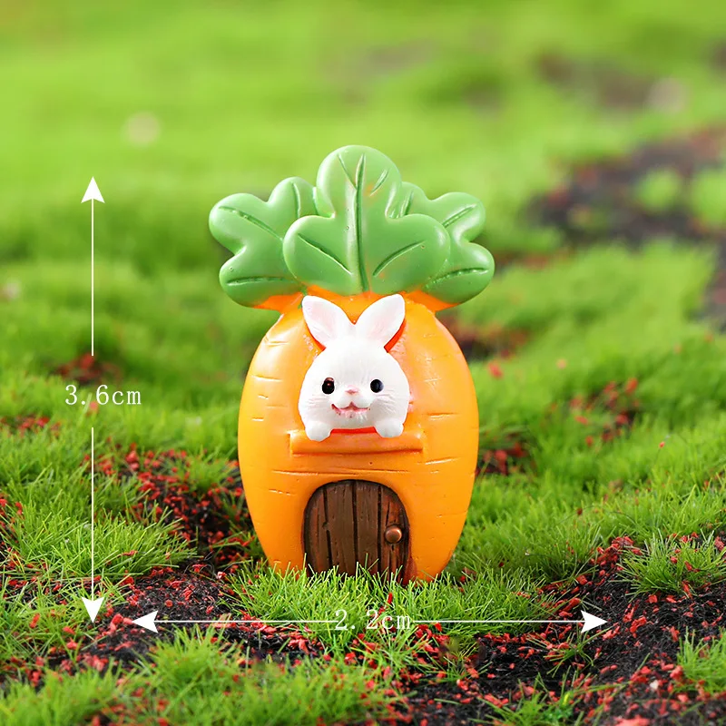 Cute Cartoon Rabbit Resin Miniature Ornament - Home and Garden Accessory