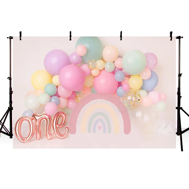 Décoration de fête pour 1er anniversaire de fille, bannière photo à  paillettes or rose pour fille de 1 an, nouveau-né à 12 mois, ballons roses  - AliExpress