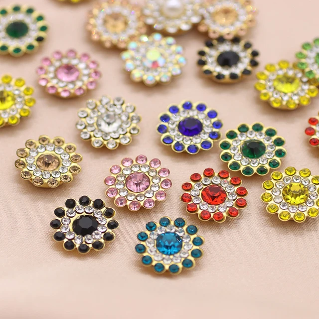 5pcs Round Flower Shape Pearl Rhinestone Buttons Sew on Rhinestone Applique  For DIY Jewelry Bags Decoration - AliExpress