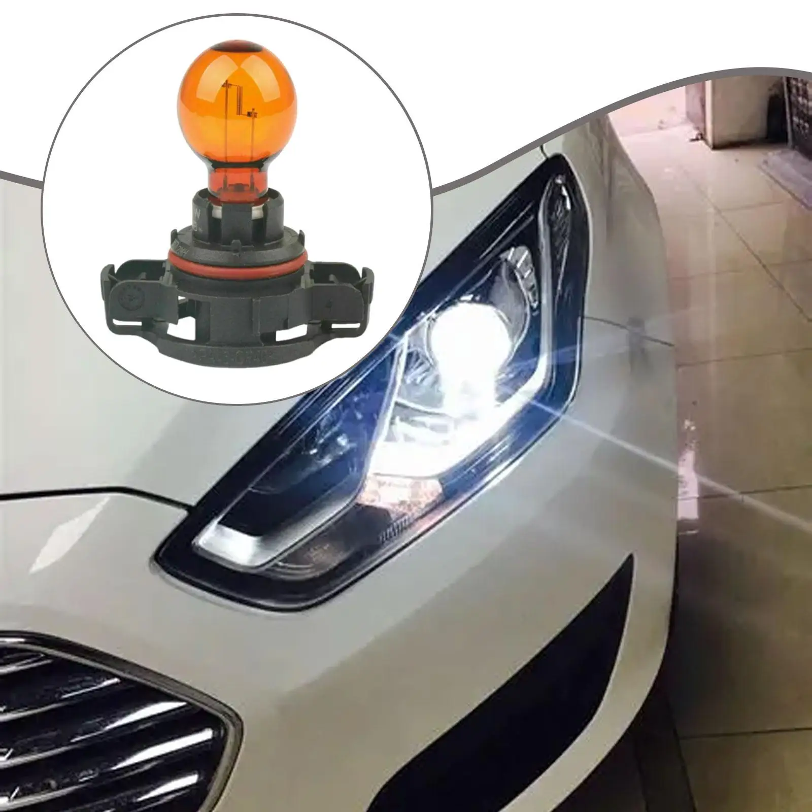 PSY24W 노란색 전구 자동차 헤드라이트 LED 전구 골프 GTI 엑셀 GT C5용 전면 앰비언트 라이트