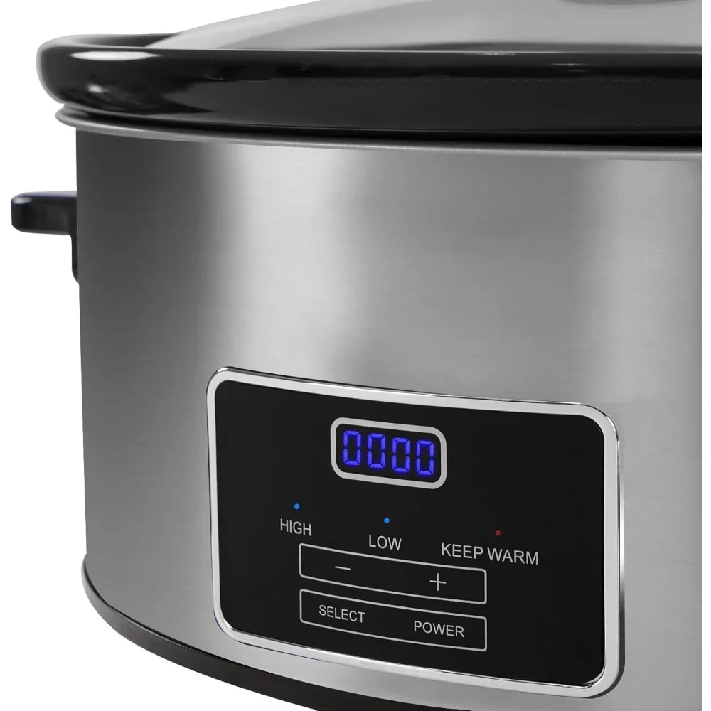 Slow Cooker 8 Quart with Timer, Serves 10+ People-Heat Settings: Keep Warm, Low and High, Slow Cooker