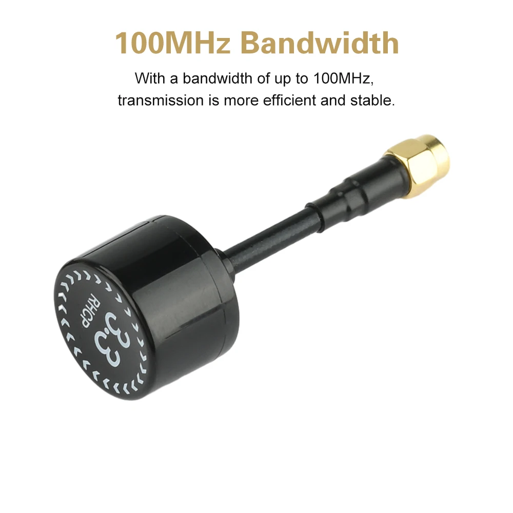 Dimensions de l'antenne FPV 3.3GHz 4.5dBi 100MHz : 68mm et 105mm, avec emballage d'origine.