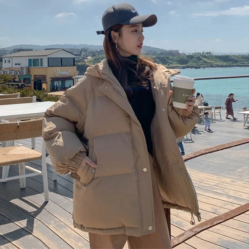 2023Short Winter Jacket Women Warm Hooded Down Cotton Jacket Parkas Female Casual Loose Outwear Korean Cotton-padded Winter Coat