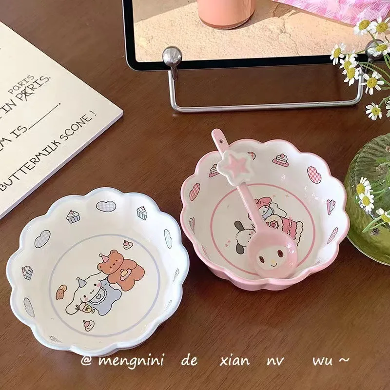 

Kawaii Sanriod аниме хобби Cinnamoroll моя мелодия понравило домашняя кухня фарфоровая кружевная чаша Салатница