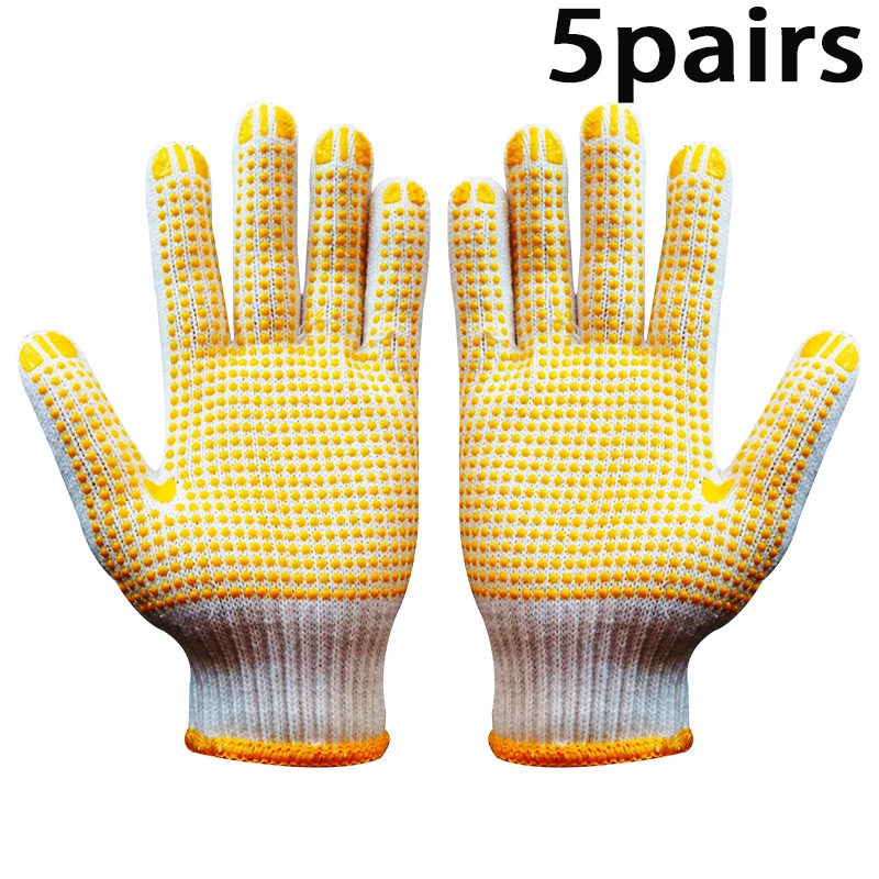 Anti-slip blue and yellow labor insurance gloves car repair site moving brick gloves leather working gloves Safety Equipment