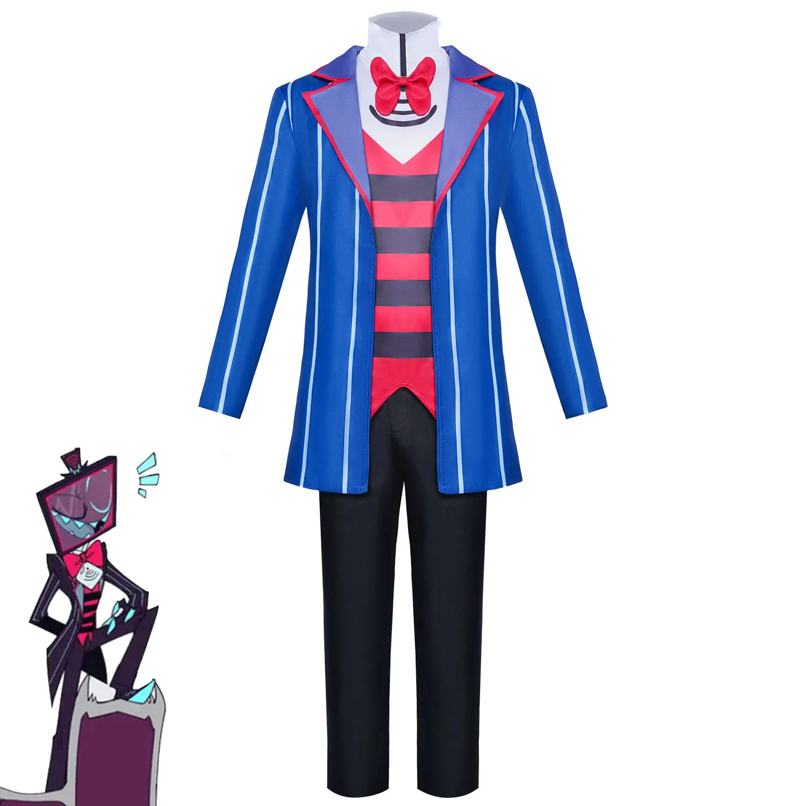 Hazbin Hotel Vox Red and Black Suit Cosplay Costume