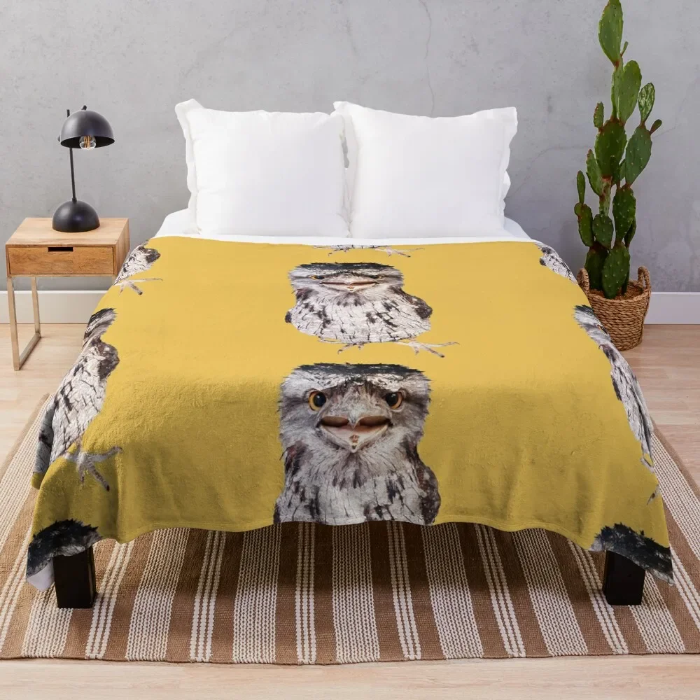 

Bird Tawny Frogmouth Throw Blanket funny gift Fashion Sofas Flannel Sofa Quilt Polar Blankets