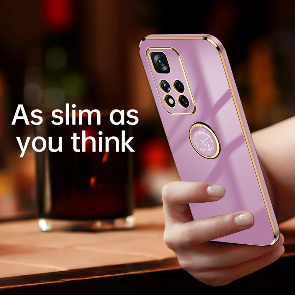 Custodia ad anello quadrato di lusso per Xiaomi Redmi Note 10 11 Pro Max Plus 10S Cover Redmi 10 Note 10 Pro 4G 5G Bag in silicone_voghion.com