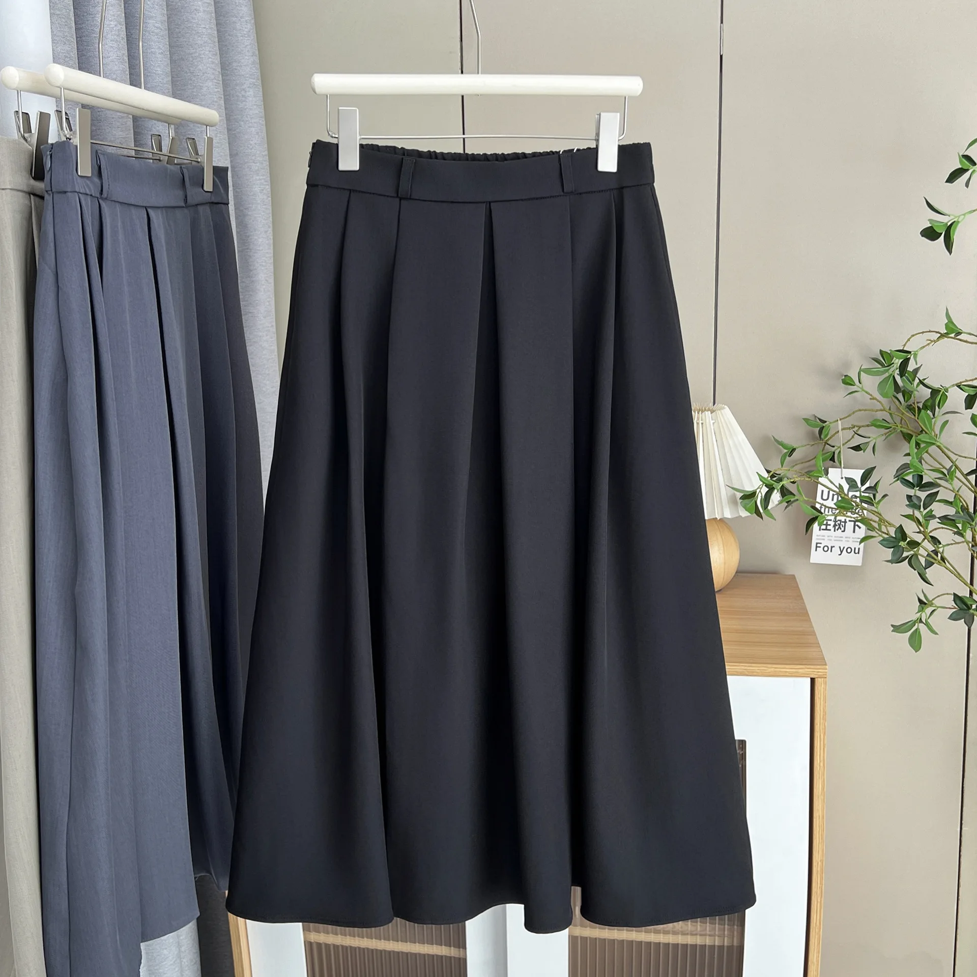 XXXXL Fashion Plus Size Women's Skirts Autumn New Preppy Style high-waisted Pleated Elegant A-line Skirt