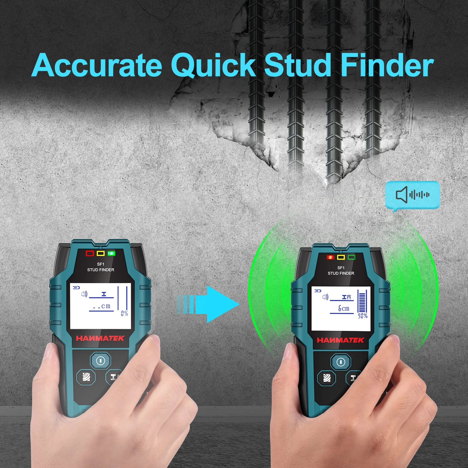 HANMATEK SF1 Stud Finder Wood Studs Metal Detecion Detection of live cable Metal Depth Measurement Finder Wall Detector Scanner 2