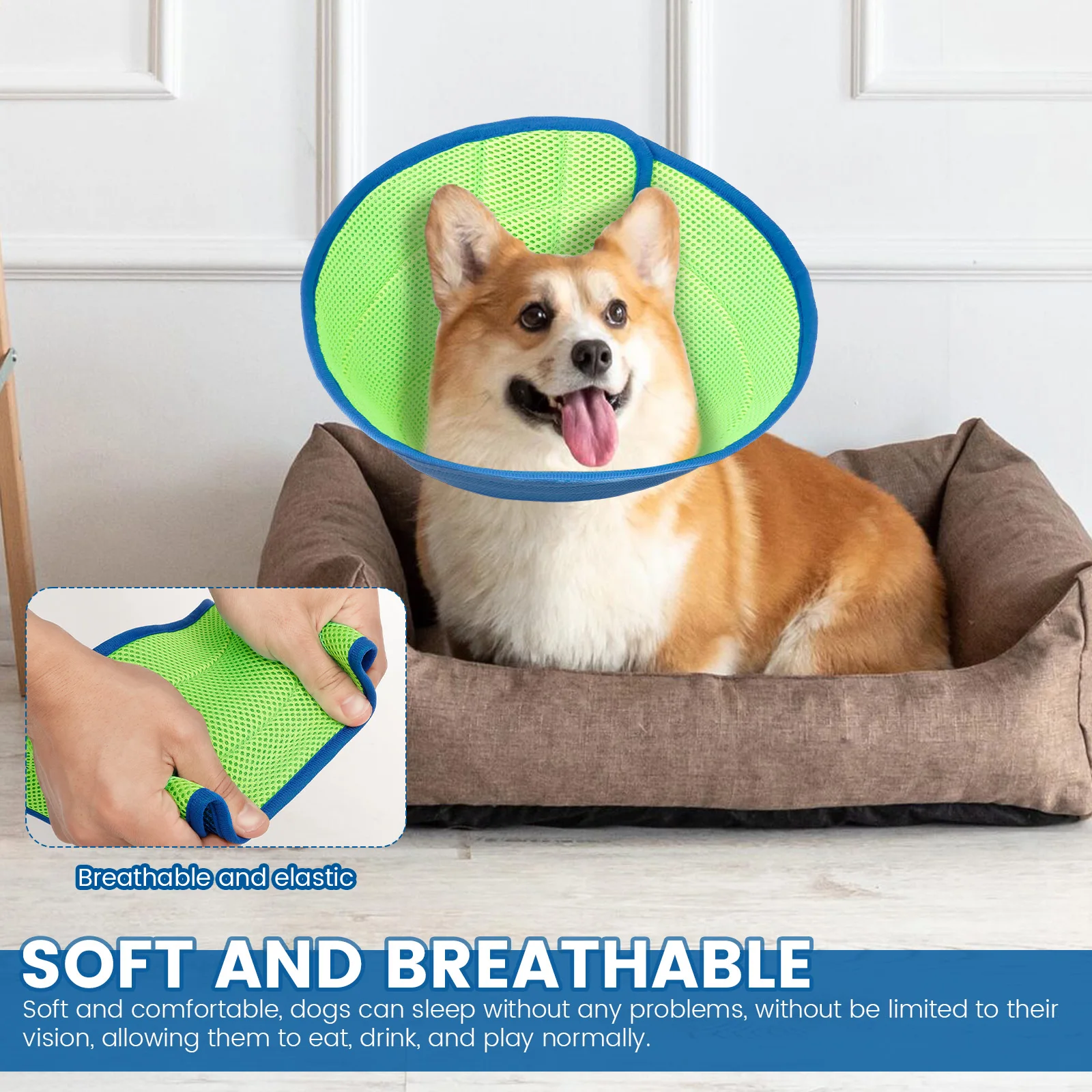 2Pcs Dog Cone Collar Polyester Adjustable Neck Recovery Collar Comfortable Breathable Dog Protection Cone Pet Supplies Accessory