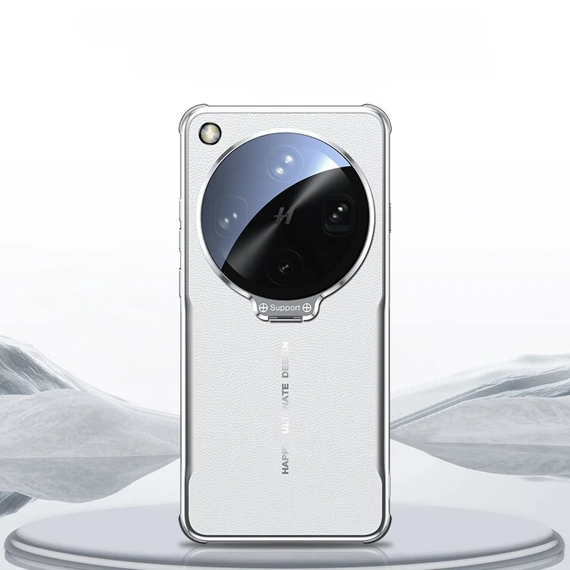 Luxury Plating Leather Metal Lens Holder Shockproof Bumper Protective Stand Cover