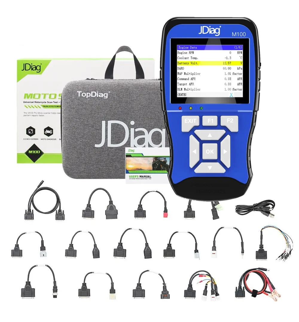 Original JDiag M100 Motorcycle Diagnostic Tool Motor Scan 2in1 Universal Motorbike Scanner Battery Tester