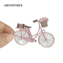 Floral Embroidered Beaded Bike Patch (Embroidered bike)