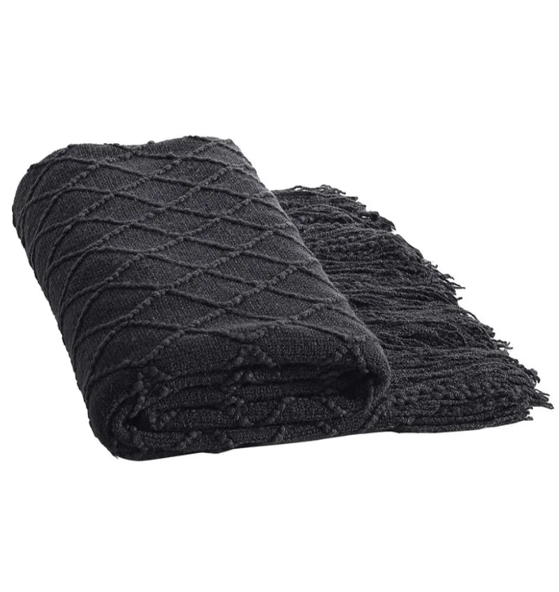 GiftFallBlackThrowBlanketforCouch-SoftBohoBedThrowBlankets,CozyKnittedThrowBlanket,OversizedKnitFarmhouseBlanket-AliExpress15