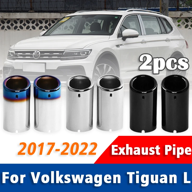 2PcsExhaustPipeMufflerForVolkswagenVWTiguanL20172022StainlessSteelTailpipeMuffler