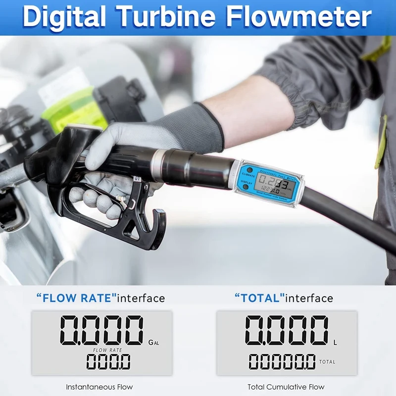 Metal High-Precision Turbine Water Flow Meter LCD Digital With NPT Counter&FNPT Thread Diesel Methanol Gas Oil Fuel Flowmeter flow meter,water flow meter,turbine flow meter,digital turbine flow meter