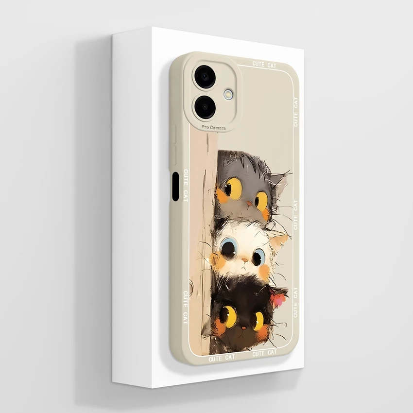 Cartoon Cat Pattern Transparent Silicone Anti-Slip Bumper Phone Case