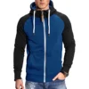 Winter Fashion Fitness Sports Men's Casual Splicing Color, Insert Shoulder Sleeve Hooded Thickened Straight-Through Hoodie 5
