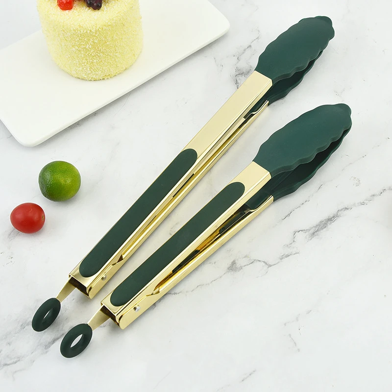 9/12/14 Inch Barbecue Tongs Stainless Steel Gold Food Clips et Meat Beef Grill Clamp Home Kitchen Gadgets Accessories food tongs
