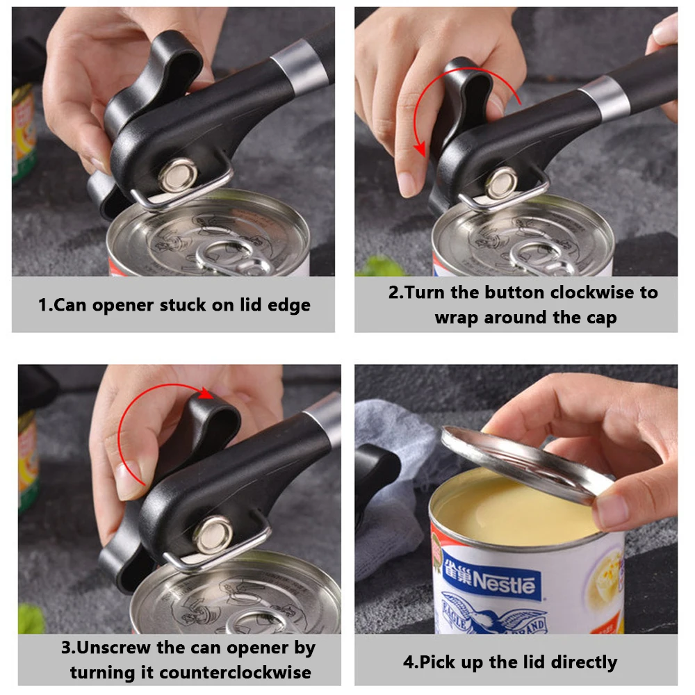 Safe Cut Can Opener, Smooth Edge Can Opener Handheld, Food Grade