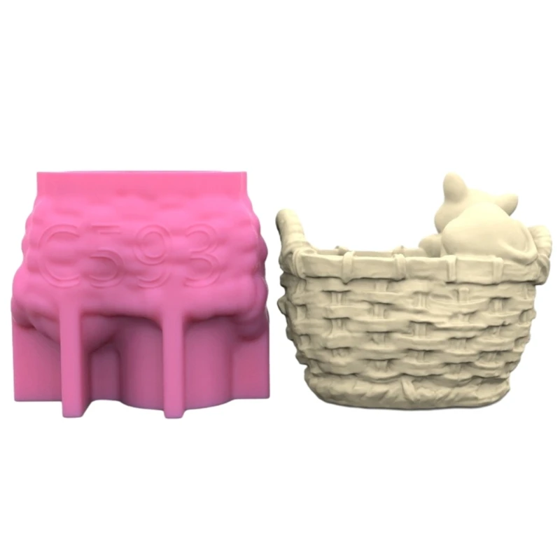 MXME Silicone Mold Succulent Flower Vase Molds Woven Flower Basket Mold for DIY Lover
