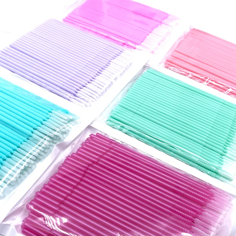 

100pcs Long Head Bendable Micro Brushes Disposable Applicators Eyelash Glue Cleaning Microbrush Lash Extension Tool