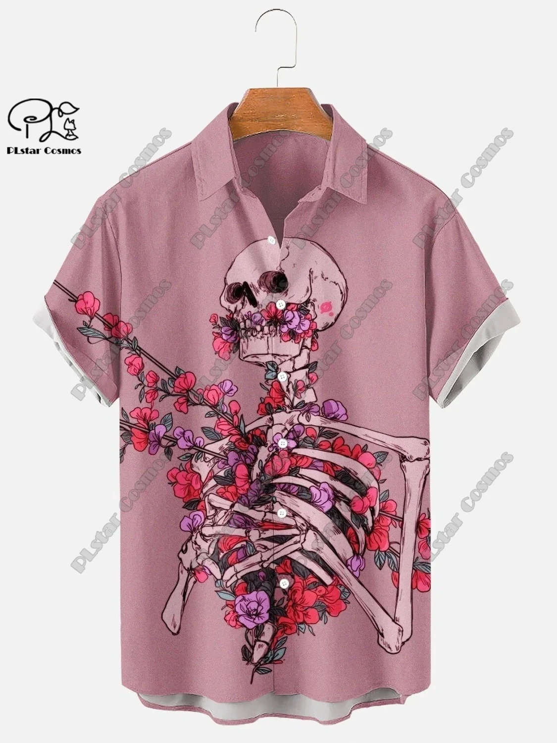 3D Printing Death Scythe Skull Halloween Hawaiian Shirt Summer Short Sleeve Shirt Unisex Shirt Oversized 5XL Halloween Gift SS-2