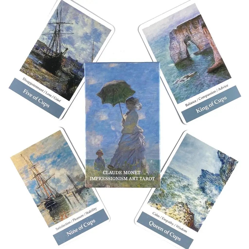 Claude Monet Impressionism art Tarot Deck Leisure Party Table Game Fortune-telling Oracle Cards With Guide Book 3