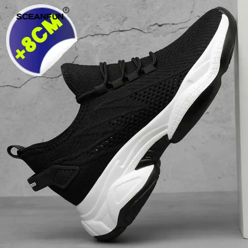 High quality sneakers men elevator shoes height increase shoes casual insole 8cm 6cm optional taller male 36-44 heighting 4