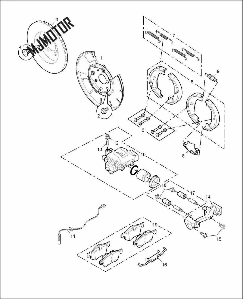 4pcs/kit Parking brake shoes 10025931 for Chinese SAIC ROEWE 550 MG6 Auto car motor parts