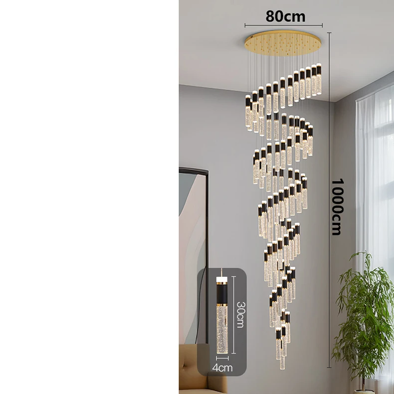Modern Crystal Chandelier - Elegant Pendant Lamp for Living Room and Staircase