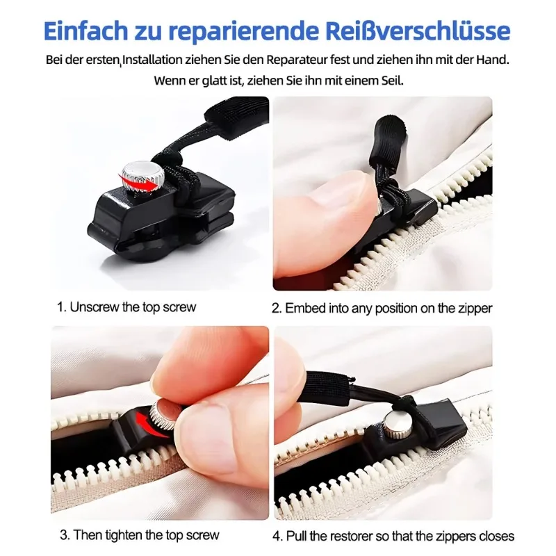 Universal Detachable Metal Zipper Slider Puller Easy Zipper Fix Instant Repair Kit DIY Replacement Lever Locks for Clothing 9pcs