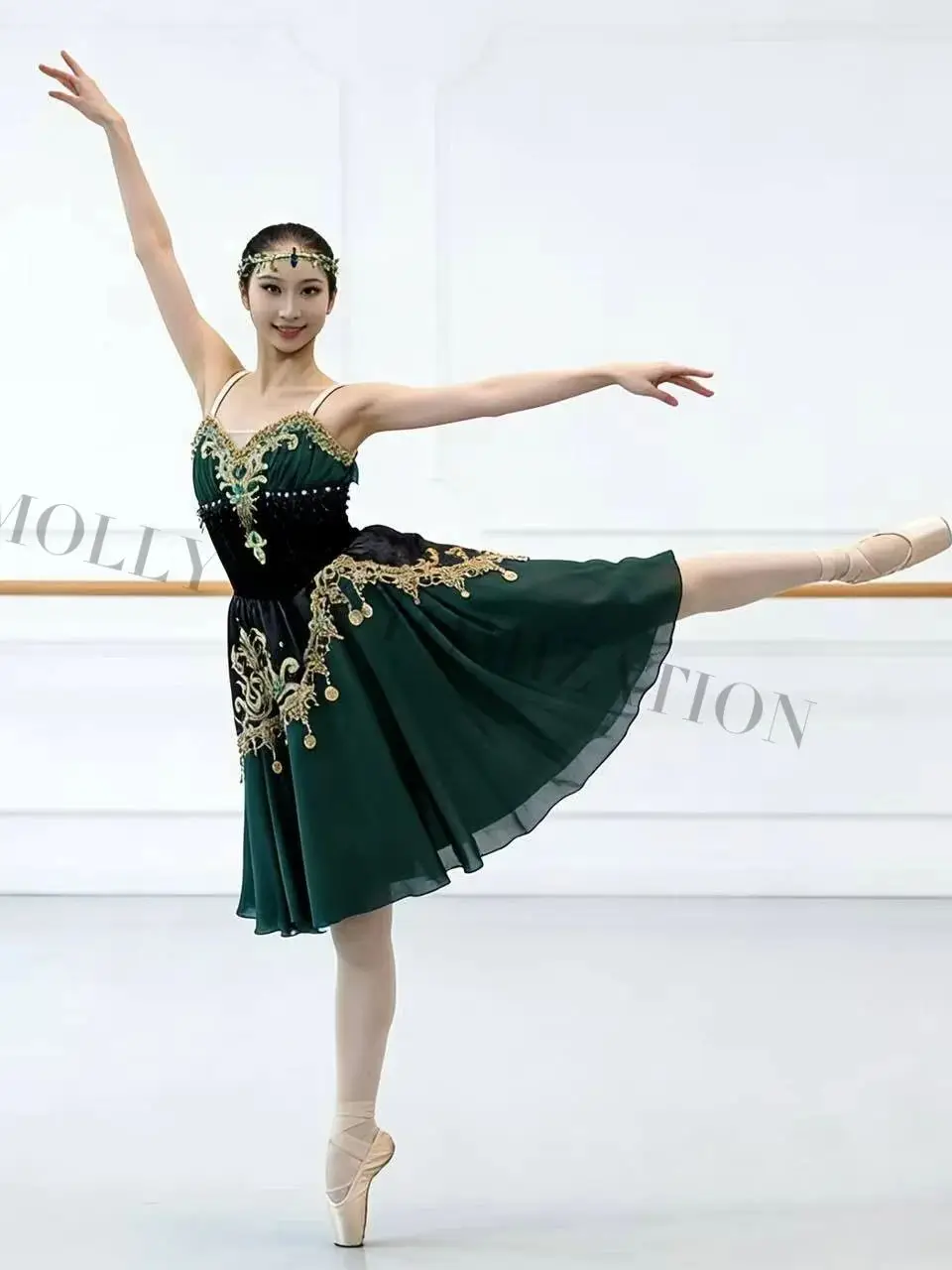 Neues, hochwertiges, maßgeschneidertes Esmeralda-Ballettkleid für Wettbewerbe und Aufführungen, geeignet für Erwachsene und Kinder. – Detail 4